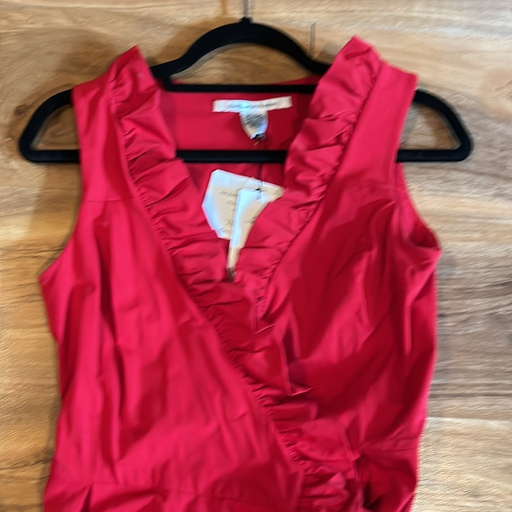 NWT-Diane Von Furstenberg Red Ruffle Dress - Picture 3 of 5